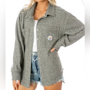 Gameday Couture Gray Pittsburgh Steelers Oversized Women's Shacket Size Large